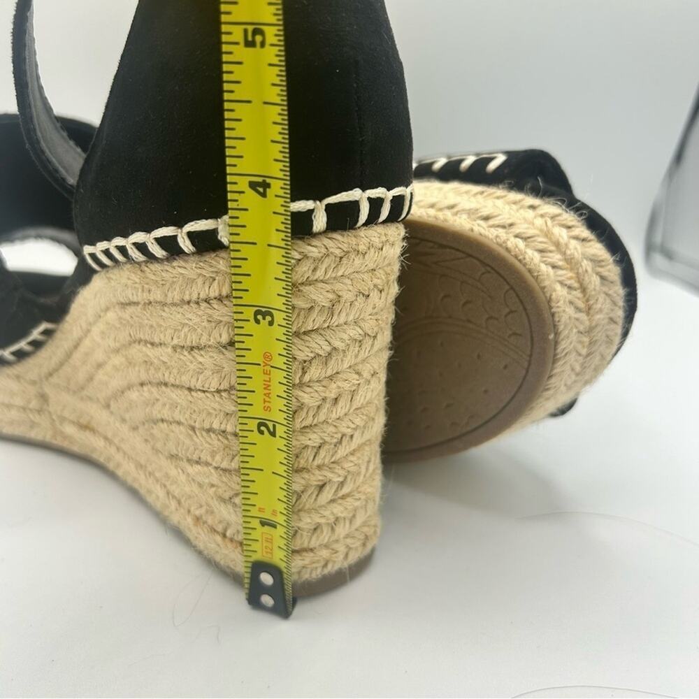 Altar'd State Marie Black Open Toe  Sandal 3.5in Straw Wedge Heel Size 8.5 - Picture 9 of 9